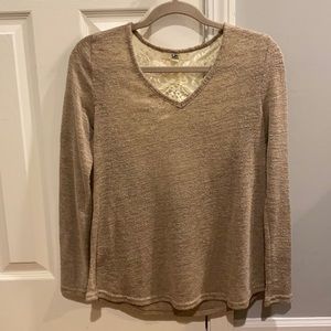 Open Back, Crochet V-Neck Sweater